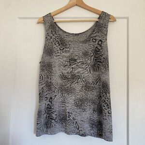 Express Gray Academia Abstract Flowy Business Casual Tank Top Blouse Shirt